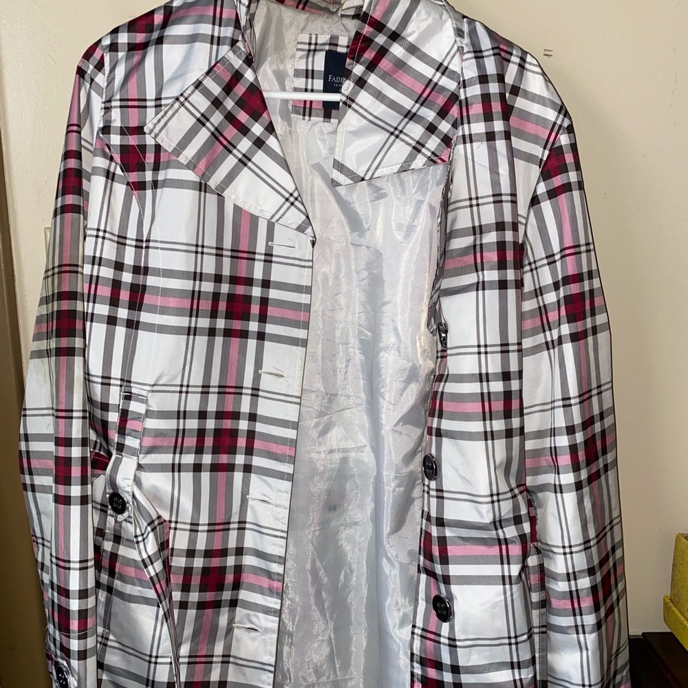 Plaid rain coat